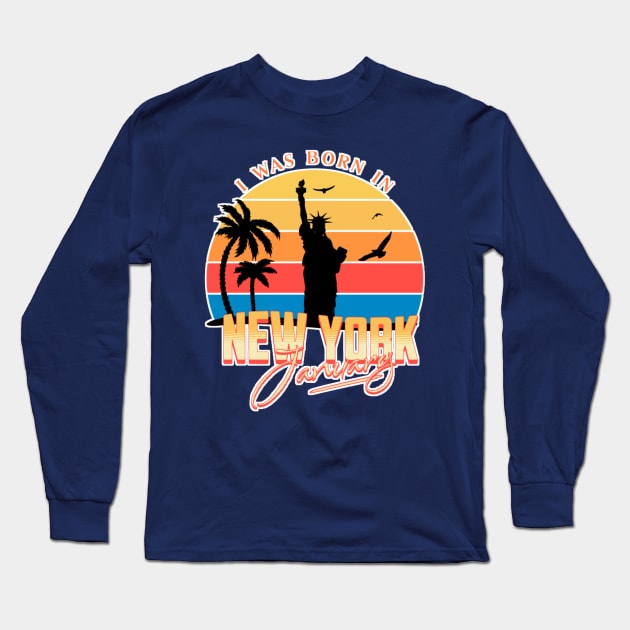 January was born in new york retro Long Sleeve T-Shirt by AchioSHan